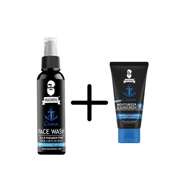 Muuchstac Ocean Combo Pack – Face Wash & SPF 18 Moisturiser Muuchstac Ocean Combo Pack face wash and moisturiser sunscreen combo for men